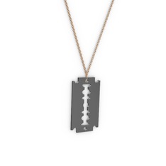 Jilet Kolye - 925 ayar siyah rodyum kaplama gümüş kolye (40 cm rose altın rolo zincir) #5uk276