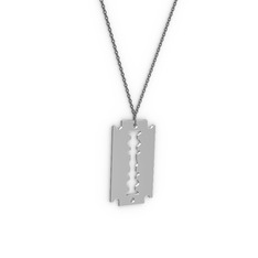 Jilet Kolye - 14 ayar beyaz altın kolye (40 cm gümüş rolo zincir) #xiohuu