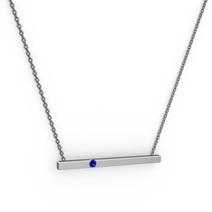 Lab safir 925 ayar gümüş kolye (40 cm gümüş rolo zincir)