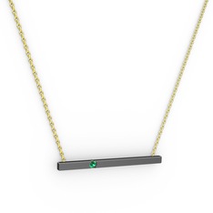 Çubuk Kolye - Yeşil kuvars 925 ayar siyah rodyum kaplama gümüş kolye (40 cm altın rolo zincir) #1178avg