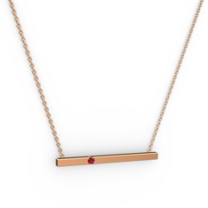 Çubuk Kolye - Garnet 18 ayar rose altın kolye (40 cm rose altın rolo zincir) #139xo3