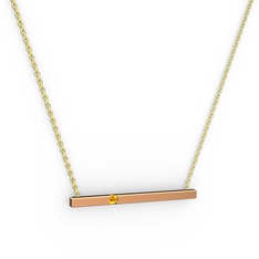 Çubuk Kolye - Sitrin 18 ayar rose altın kolye (40 cm altın rolo zincir) #13y0iel