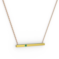 Çubuk Kolye - Yeşil kuvars 8 ayar altın kolye (40 cm rose altın rolo zincir) #14qk857