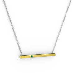 Çubuk Kolye - Yeşil kuvars 925 ayar altın kaplama gümüş kolye (40 cm beyaz altın rolo zincir) #18mxvhp