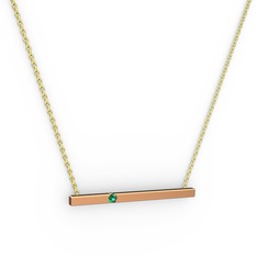 Çubuk Kolye - Yeşil kuvars 925 ayar rose altın kaplama gümüş kolye (40 cm gümüş rolo zincir) #18qle2e