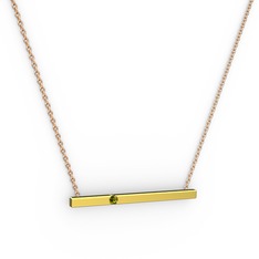 Çubuk Kolye - Peridot 925 ayar altın kaplama gümüş kolye (40 cm rose altın rolo zincir) #19dpuil