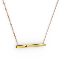 Çubuk Kolye - Kök yakut 18 ayar altın kolye (40 cm rose altın rolo zincir) #19p12ni