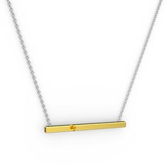 Çubuk Kolye - Sitrin 18 ayar altın kolye (40 cm beyaz altın rolo zincir) #1awb9fw