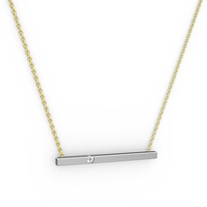 Çubuk Kolye - Swarovski 18 ayar beyaz altın kolye (40 cm altın rolo zincir) #1bn3gn1