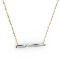Çubuk Kolye - Yeşil kuvars 8 ayar beyaz altın kolye (40 cm gümüş rolo zincir) #1cwje33