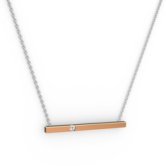 Çubuk Kolye - Swarovski 8 ayar rose altın kolye (40 cm gümüş rolo zincir) #1er5jl0