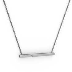Swarovski 14 ayar beyaz altın kolye (40 cm gümüş rolo zincir)