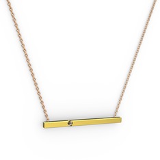 Çubuk Kolye - Dumanlı kuvars 18 ayar altın kolye (40 cm rose altın rolo zincir) #1gmjzsf