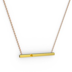 Çubuk Kolye - Sitrin 925 ayar altın kaplama gümüş kolye (40 cm rose altın rolo zincir) #1h17unc