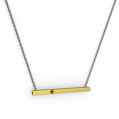 Çubuk Kolye - Peridot 14 ayar altın kolye (40 cm gümüş rolo zincir) #1hx7c9r