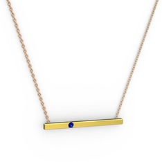 Çubuk Kolye - Lab safir 925 ayar altın kaplama gümüş kolye (40 cm rose altın rolo zincir) #1ifqbjv
