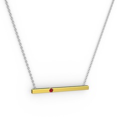 Garnet 14 ayar altın kolye (40 cm gümüş rolo zincir)