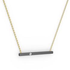 Çubuk Kolye - Swarovski 925 ayar siyah rodyum kaplama gümüş kolye (40 cm altın rolo zincir) #1n8svdz