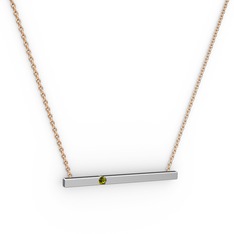 Çubuk Kolye - Peridot 8 ayar beyaz altın kolye (40 cm rose altın rolo zincir) #1oup487