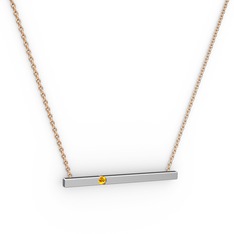 Çubuk Kolye - Sitrin 18 ayar beyaz altın kolye (40 cm gümüş rolo zincir) #1reu4x5