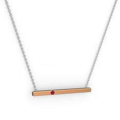 Çubuk Kolye - Garnet 8 ayar rose altın kolye (40 cm beyaz altın rolo zincir) #1sv40yj