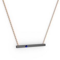 Çubuk Kolye - Lab safir 925 ayar siyah rodyum kaplama gümüş kolye (40 cm rose altın rolo zincir) #1tyb9n9