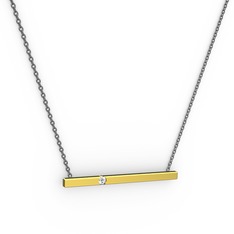 Çubuk Kolye - Swarovski 925 ayar altın kaplama gümüş kolye (40 cm gümüş rolo zincir) #1v35na