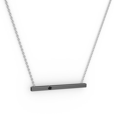 Siyah zirkon 925 ayar siyah rodyum kaplama gümüş kolye (40 cm beyaz altın rolo zincir)