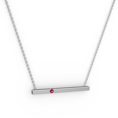 Çubuk Kolye - Rodolit garnet 18 ayar beyaz altın kolye (40 cm gümüş rolo zincir) #1y2shm6