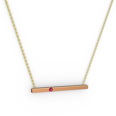 Çubuk Kolye - Rodolit garnet 18 ayar rose altın kolye (40 cm altın rolo zincir) #2v41c2