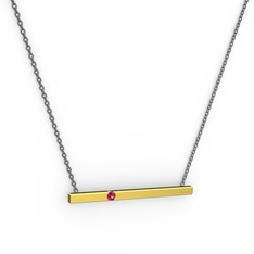 Çubuk Kolye - Rodolit garnet 8 ayar altın kolye (40 cm gümüş rolo zincir) #4e8liw