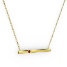 Garnet 18 ayar altın kolye (40 cm altın rolo zincir)