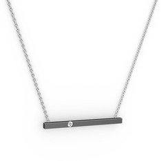 Çubuk Kolye - Swarovski 925 ayar siyah rodyum kaplama gümüş kolye (40 cm beyaz altın rolo zincir) #apc137