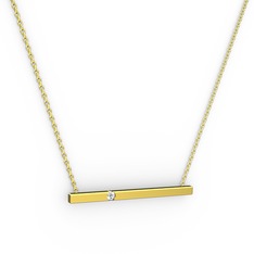 Çubuk Kolye - Beyaz zirkon 14 ayar altın kolye (40 cm altın rolo zincir) #bsptct