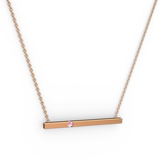Pembe kuvars 14 ayar rose altın kolye (40 cm rose altın rolo zincir)