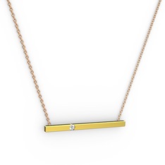 Çubuk Kolye - Pırlanta 18 ayar altın kolye (0.12 karat, 40 cm rose altın rolo zincir) #e99p9i