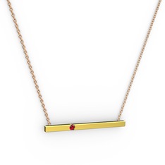 Çubuk Kolye - Garnet 925 ayar altın kaplama gümüş kolye (40 cm rose altın rolo zincir) #f4nqrc