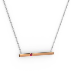 Rodolit garnet 14 ayar rose altın kolye (40 cm beyaz altın rolo zincir)