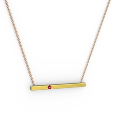 Çubuk Kolye - Rodolit garnet 925 ayar altın kaplama gümüş kolye (40 cm rose altın rolo zincir) #g8mdjb