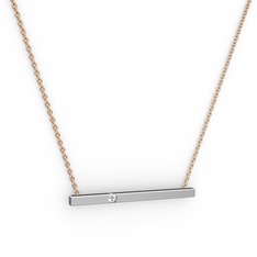 Çubuk Kolye - Swarovski 925 ayar gümüş kolye (40 cm rose altın rolo zincir) #htsldb