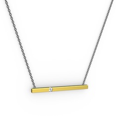 Çubuk Kolye - Pırlanta 14 ayar altın kolye (0.12 karat, 40 cm gümüş rolo zincir) #j6tzct