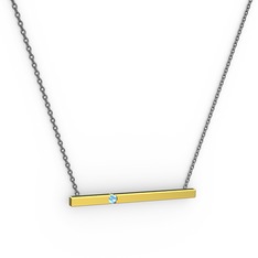 Çubuk Kolye - Akuamarin 18 ayar altın kolye (40 cm gümüş rolo zincir) #jdxza5