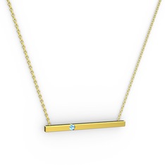 Çubuk Kolye - Akuamarin 18 ayar altın kolye (40 cm altın rolo zincir) #jm91wn