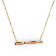 Çubuk Kolye - Peridot 925 ayar rose altın kaplama gümüş kolye (40 cm gümüş rolo zincir) #mjsgzm
