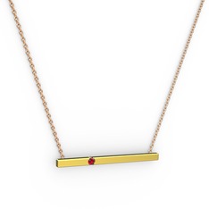 Garnet 14 ayar altın kolye (40 cm rose altın rolo zincir)