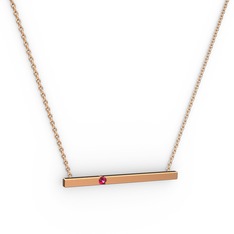 Çubuk Kolye - Rodolit garnet 925 ayar rose altın kaplama gümüş kolye (40 cm rose altın rolo zincir) #n2idt0