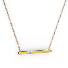 Çubuk Kolye - Akuamarin 925 ayar altın kaplama gümüş kolye (40 cm rose altın rolo zincir) #nh3x74