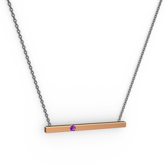 Çubuk Kolye - Ametist 14 ayar rose altın kolye (40 cm gümüş rolo zincir) #u3nwkj