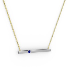 Çubuk Kolye - Lab safir 925 ayar gümüş kolye (40 cm altın rolo zincir) #vx9135