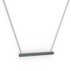 Çubuk Kolye - Yeşil kuvars 925 ayar siyah rodyum kaplama gümüş kolye (40 cm beyaz altın rolo zincir) #wgwoko